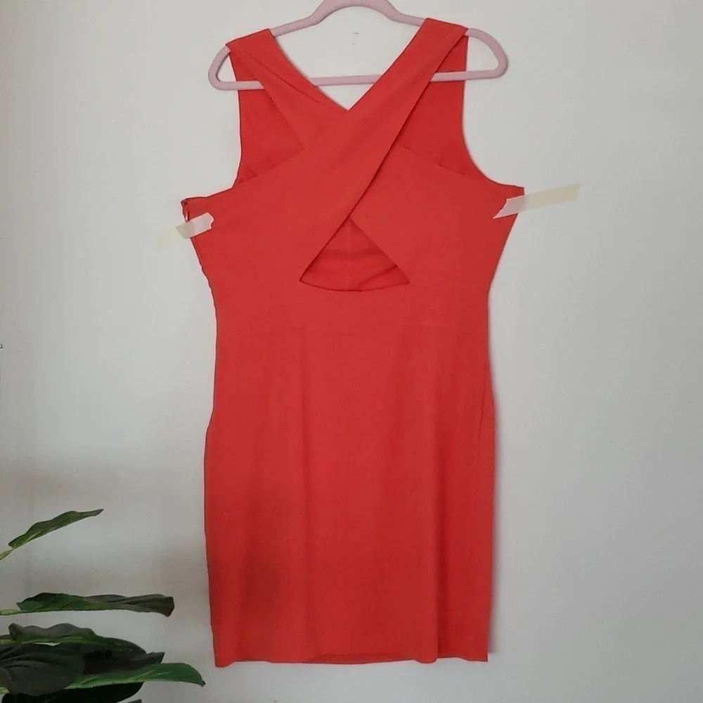 Banana Republic peach orange cross back summer dress, mini dress, wedding guest.